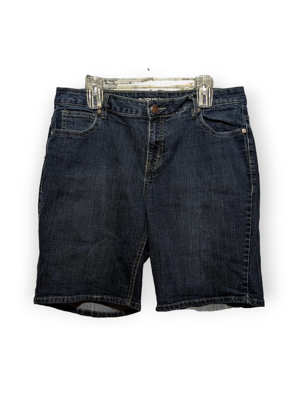 Avenue Denim Plus Size Womens Dark Wash Jean Bermuda Shorts 16